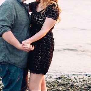 Costa Blanca Black Lace Cap Sleeve Dress